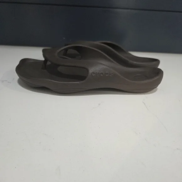 Crocs ABF Flip Flops Woman Espresso Comfort Deluxe Thong Size 7 - Picture 3 of 9